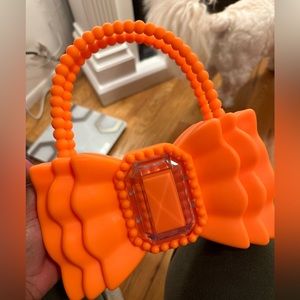 For Bitches Neon Orange Bow Bag